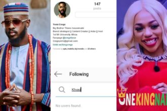 Drama as Yemi cregx unfollows his lover, Khosi on Instagram, days after she had her first K!ss with Thabang (Screenshot)