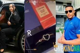 "What a man!"- BBTitans Yvonne Godswill left in awe as her lover, Juicy Jay gifts her diamond jelweries (Video)