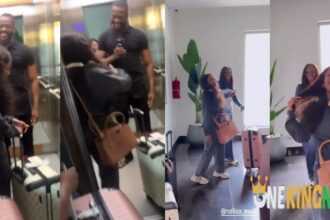 Beautiful moments as Yemi Cregx warmly received Nelisa as she arrives Nigeria (VIDEO)