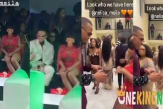 BBTitans Nelisa finally links up with her crush, Thabang and Juicy Jay at AMVCA award nominees night (VIDEO)