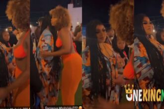 "Blue dey low-key fear mummy of Lagos"- Reactions as Bobrisky meets with #BBTitans Blue Aiva at Deji Morafa's Birthday party (VIDEO)