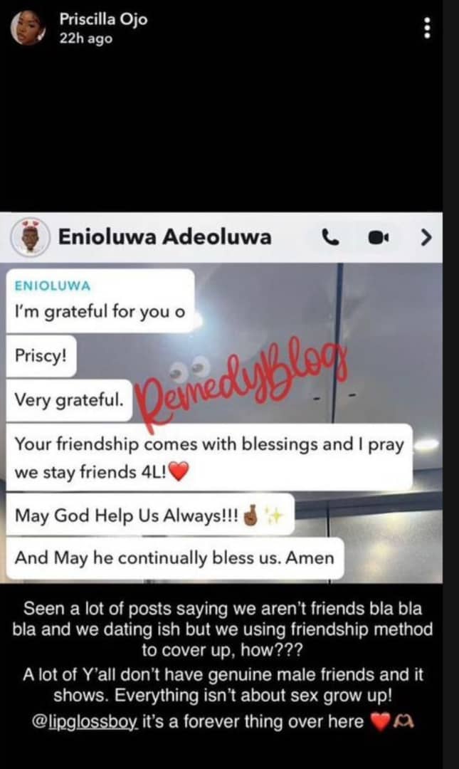 Priscilla relationship with Enioluwa