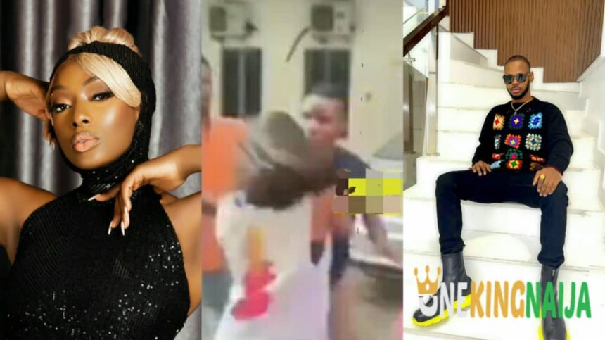 Neighbours intervene as Skibii Ex-Girlfriend, Dorcas Fapson caught in heated arguments with stylist (VIDEO)