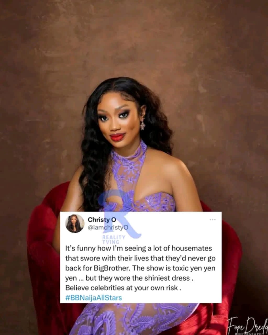“It’s funny seeing a lot of housemates that sw0re with their lives that they’d never go back for Big Brother…” - BBNaija Christy O