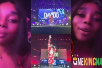 Davido alleged Side chick, Ivanna bay shows him massive love and support as he performs at Afro Nation in Portugal (VIDEO)