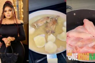 "Your girlfriend can't cook like this"- Bobrisky brags about his cooking skills, as he prepares 'Party Jollof' (VIDEO)