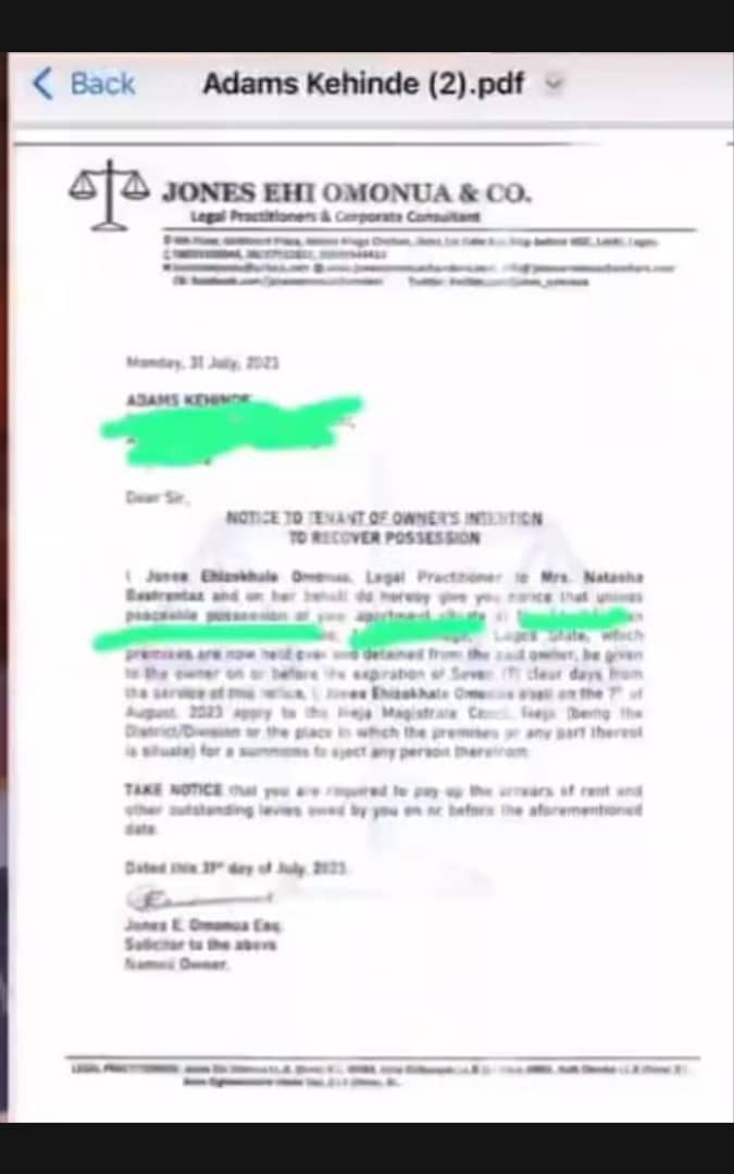 Lege Miami on landlady eviction 