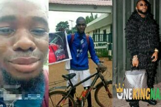"I'm not going back, I have a gift to present to you"- Young man who embarks on a Ride-a-thon from Benue to lagos, Replies Davido, discloses next location