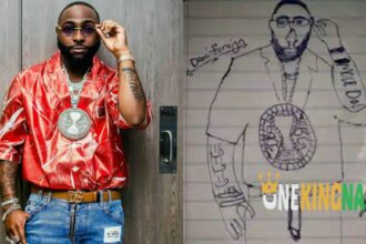 "It took me 15 hours"- Fan draws a special portrait of Davido rocking his N577M Diamond chain, Many reacts
