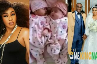 Actress Rita Dominic welcomes a set of twins with her husband (Photos)