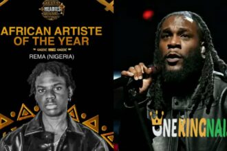 16th headies: Rema throws sh@de at Burna boy on stage while giving his speech after winning the Artiste of the Year Award last night (VIDEO)