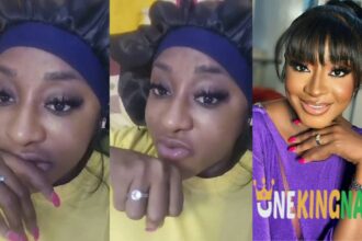 Actress Ini Edo announces 'engagement' as she flaunts her expensive diamond ring (VIDEO)