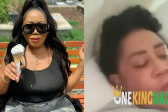 "Two fat people wey no sabi anything"- Netizens reacts to clip of Actress Moyo Lawal and her Mystery lover getting fr£aky in bed [VIDEO]