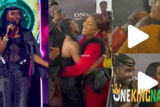 Adorable moments Ilebaye shares a hug with Ceec and Mercy Eke at the Winner's prize presentation, Many gushes (VIDEO)