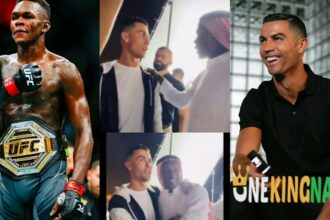 "I don't follow sports; I follow greatness" - Israel Adesanya brags as he meets Cristiano Ronaldo, Video trends (Watch)