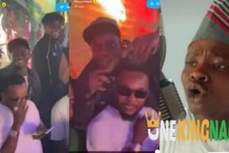 "E go dey pain Portable"- Young duu get many t@lking online as he vibes with Mayorkun in a club (VIDEO)
