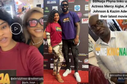 BBNaija Phyna links up with Actress Mercy Aigbe, Adeniyi Johnson and Kazim Adeoti, Shares fun moment with them (VIDEO)
