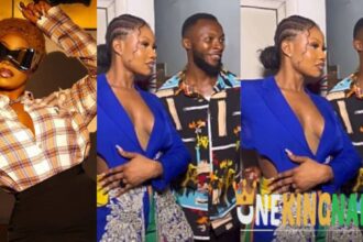 "I just couldn't"- Video of BBNaija's Tacha as she stylishly removes a fan hand from her waist at an event, stirs reactions (Watch)