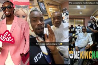 "So you dec£ived us"- Reactions as Neo Energy visit his father, a SAN at his office, Video trends (WATCH)