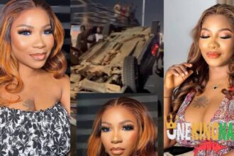 Just In: Actress Bimbo Adebayo surv!ves gh@stly motor accident (VIDEO)