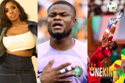 "100 $tripp£rs At Bay Rock For You"- BBNaija Angel Smith promises Super Eagles Goal Keeper, Nwabali for his Outstanding performance at the 2023 AFCON