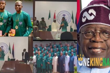 Super Eagles of Nigeria receives MON awards by President Bola Ahmed Tinubu, a flat each and a pieces of land in Abuja (VIDEO)