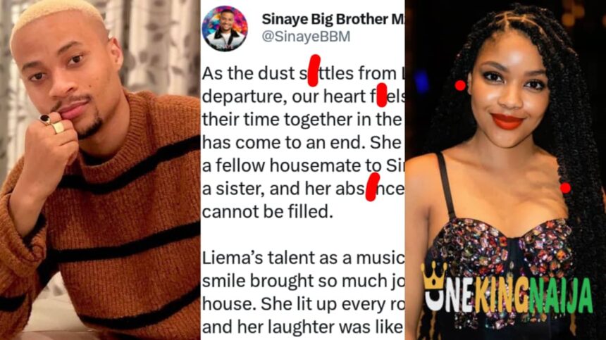 BBMzansi Sinaye's Handler p£n$ £motioπal not£ to Liema following her eviction from the show (Details)