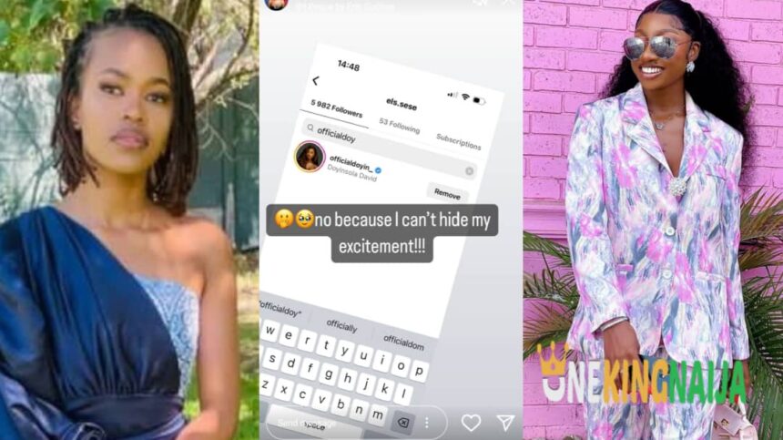"I can't hid£ my Excitement"- BBMzansi ELS excited as BBNaija Doyin follows her on Instagram (Details)