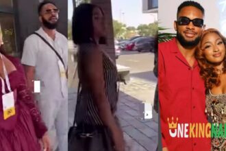 ‘’The ship is still s@iling’’- Video trends as BBNaija’s Cross and Kim Oprah spotted together alongside Erica In Botswana (Watch)