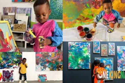 ‘’He's so Talented’’- One-Year-old boy enters Guinness World Record Book as Youngest Male Artist (Photos)
