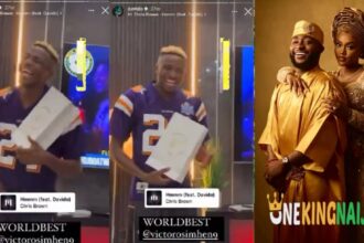 Footballer Victor Osimhen dances with great joy and excitements as he receives his Invitations to Davido and Chioma traditional wedding, video trends (WATCH)