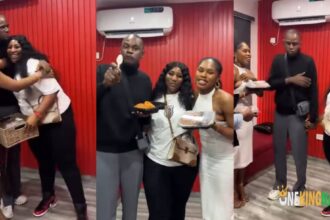 Beautiful moment as BBNaija’s Chinne welcomes Ben and Chizoba with foods following their eviction (VIDEO)
