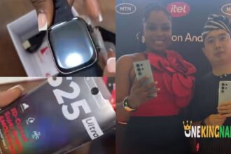 BBNaija Onyeka beams with joy as she receives smart watch and ITEL S25 series gift for the product launch (VIDEO)