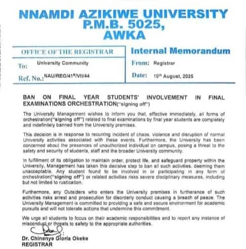 UNIZIK final year students