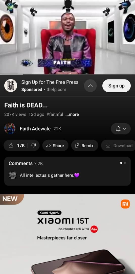 Faith is monetized on Snapchat and Youtube