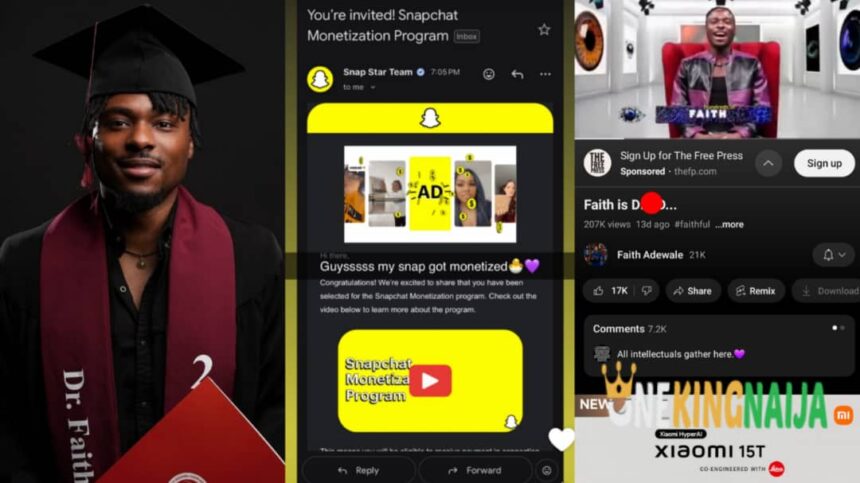 Faith is monetized on Snapchat