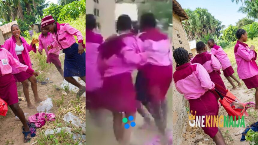 Female student from a secondary school strip their fellow student n+k+d, the clip goes viral, Netizens react (VIDEO)