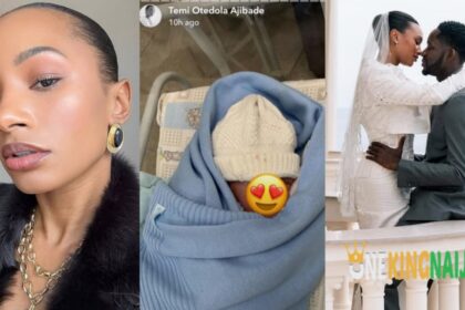 “I finally got ur attention”- Temi Otedola announces the birth of her first child with husband, Mr Eazi (Photos)